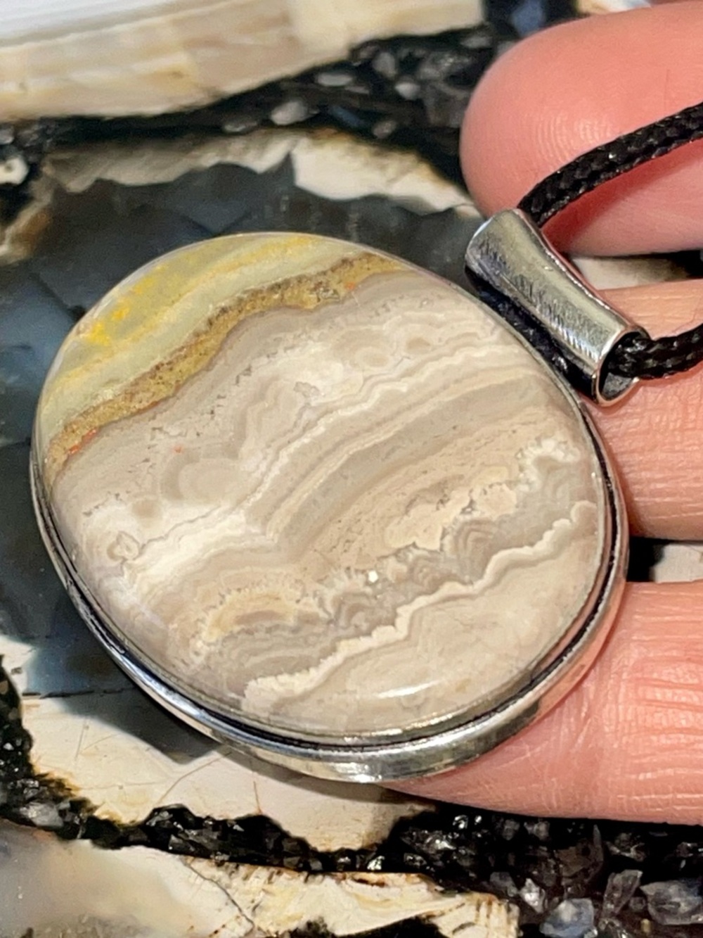 Indonesian Bumblebee Jasper Crystal Pendant 1 7/8”x 1 1/2”